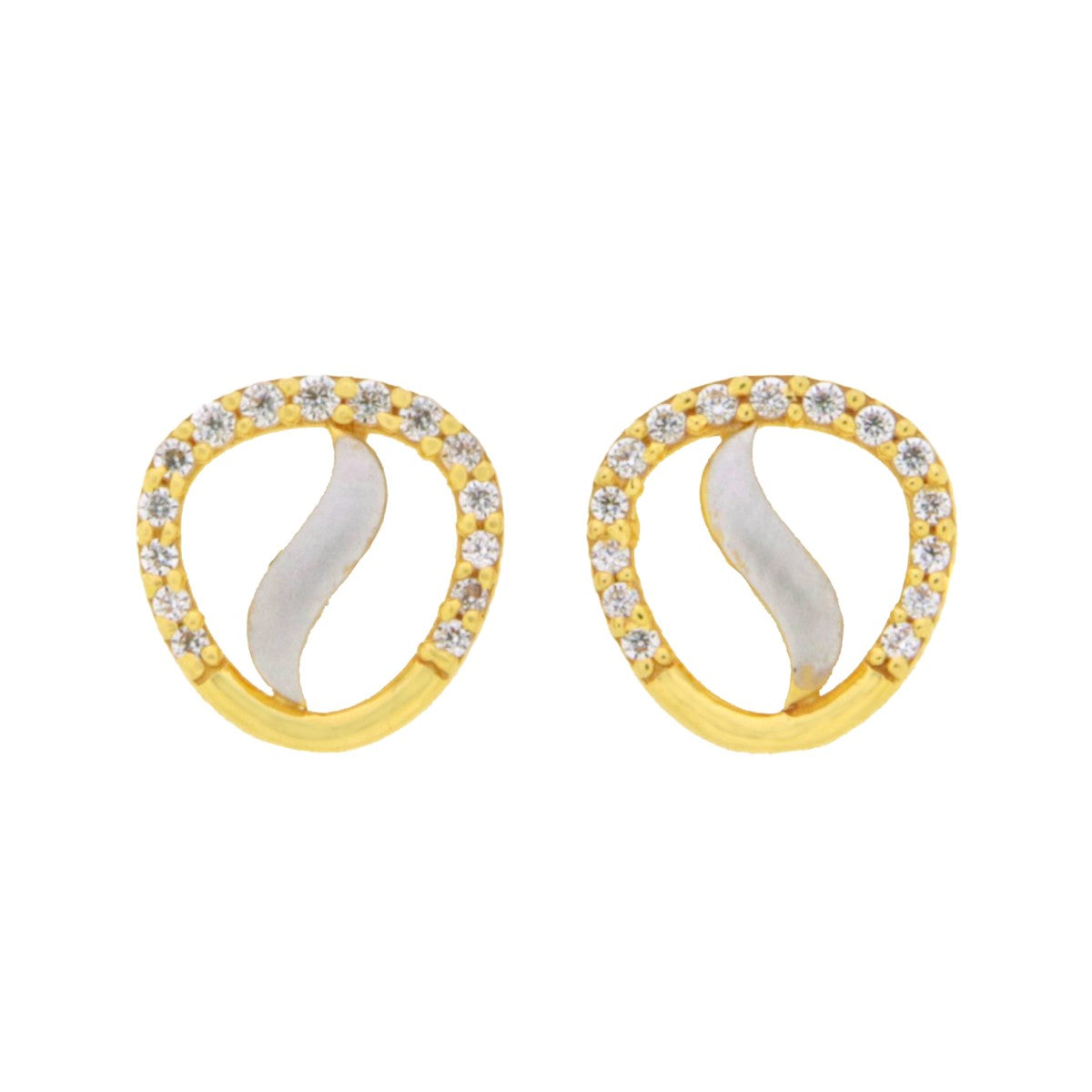 22ct Gold Round Swirl Stud Earrings - A122281