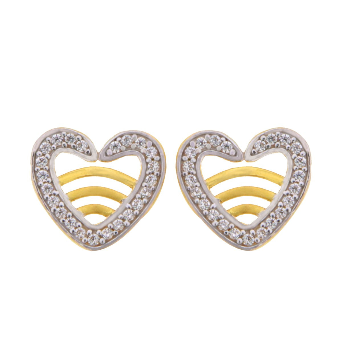 22ct Gold Open Heart Design Stud Earrings - A122282