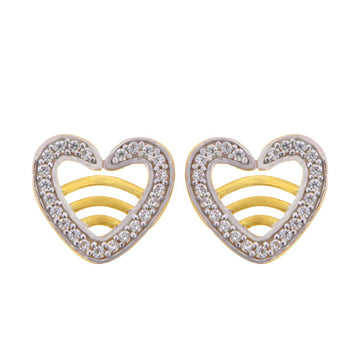 22ct Gold Open Heart Design Stud Earrings - A122282