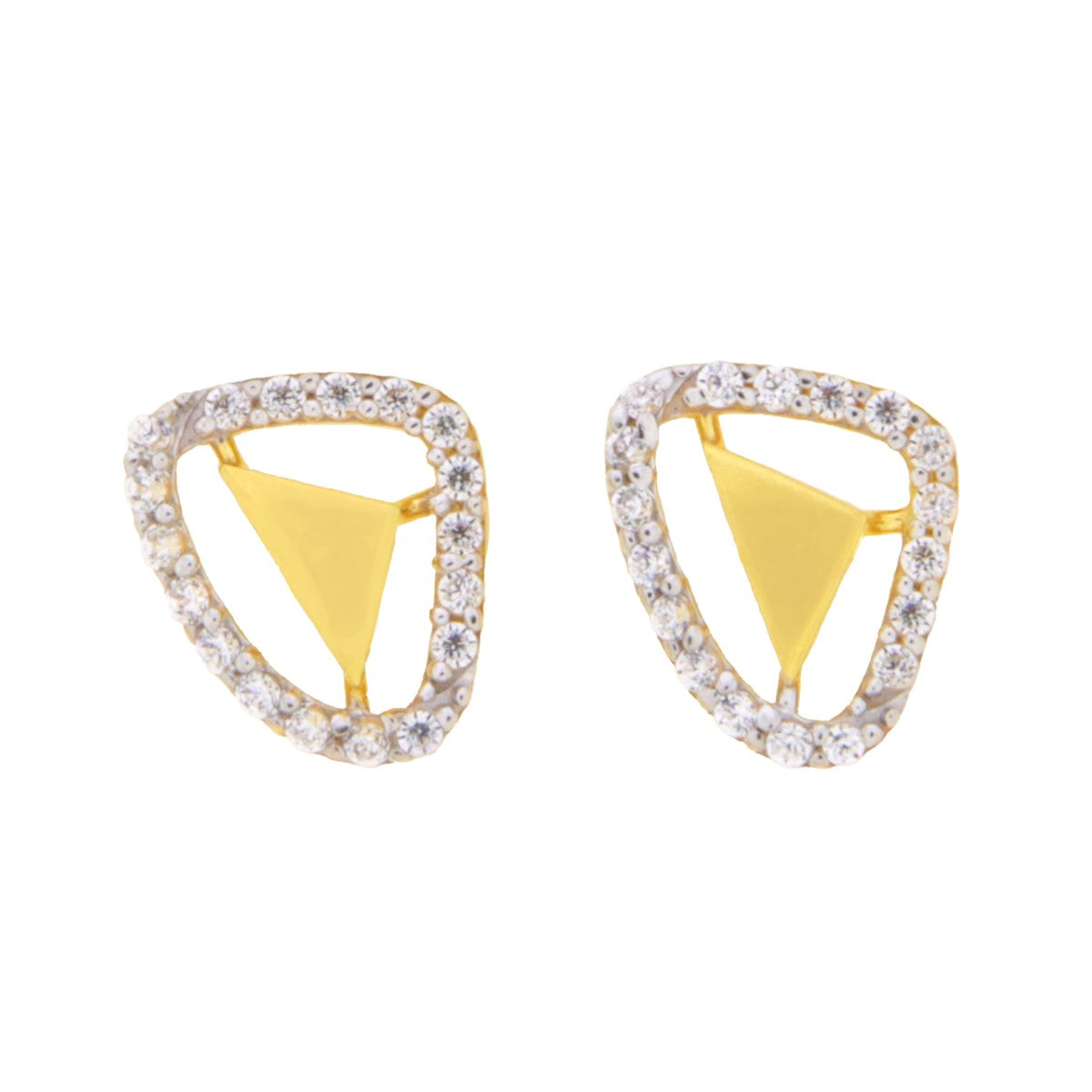 22ct Gold Triangle Design Stud Earrings - A122283