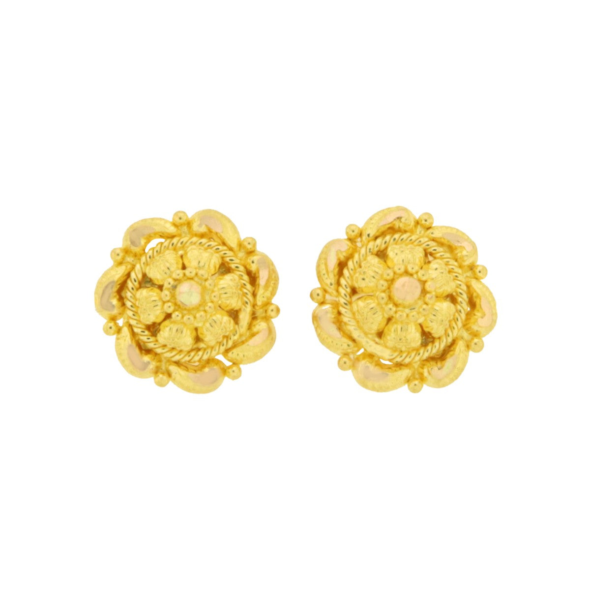 22ct Gold Traditional Floral Stud Earrings - A122286