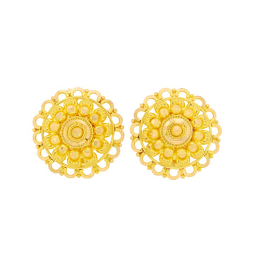 22ct Gold Antique Floral Stud Earrings - A122287