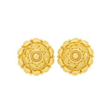 22ct Gold Traditional Round Floral Stud Earrings - A122288