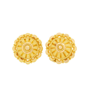 22ct Gold Intricate Round Stud Earrings - A122289