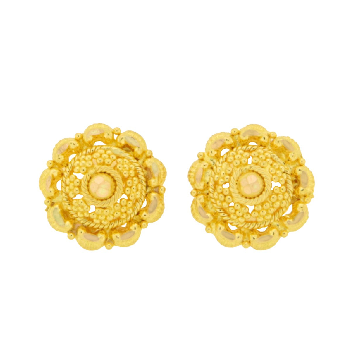 22ct Gold Traditional Floral Stud Earrings - A122294