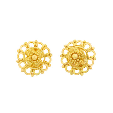 22ct Gold Classic Circular Floral Stud Earrings - A122295
