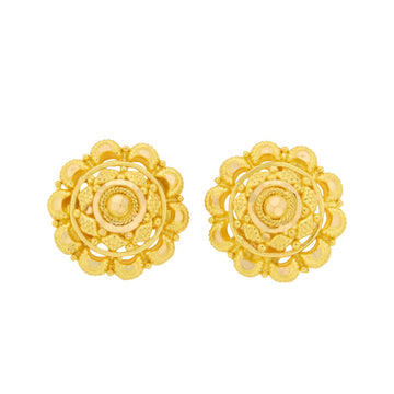 22ct Gold Intricate Floral Stud Earrings - A122297