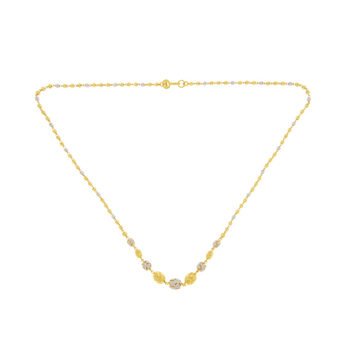 22ct Gold Two Tone Beaded Necklace - A122369