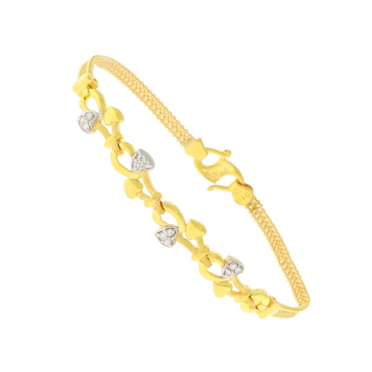 22ct Gold Dual Tone Heart Bracelet - A122382
