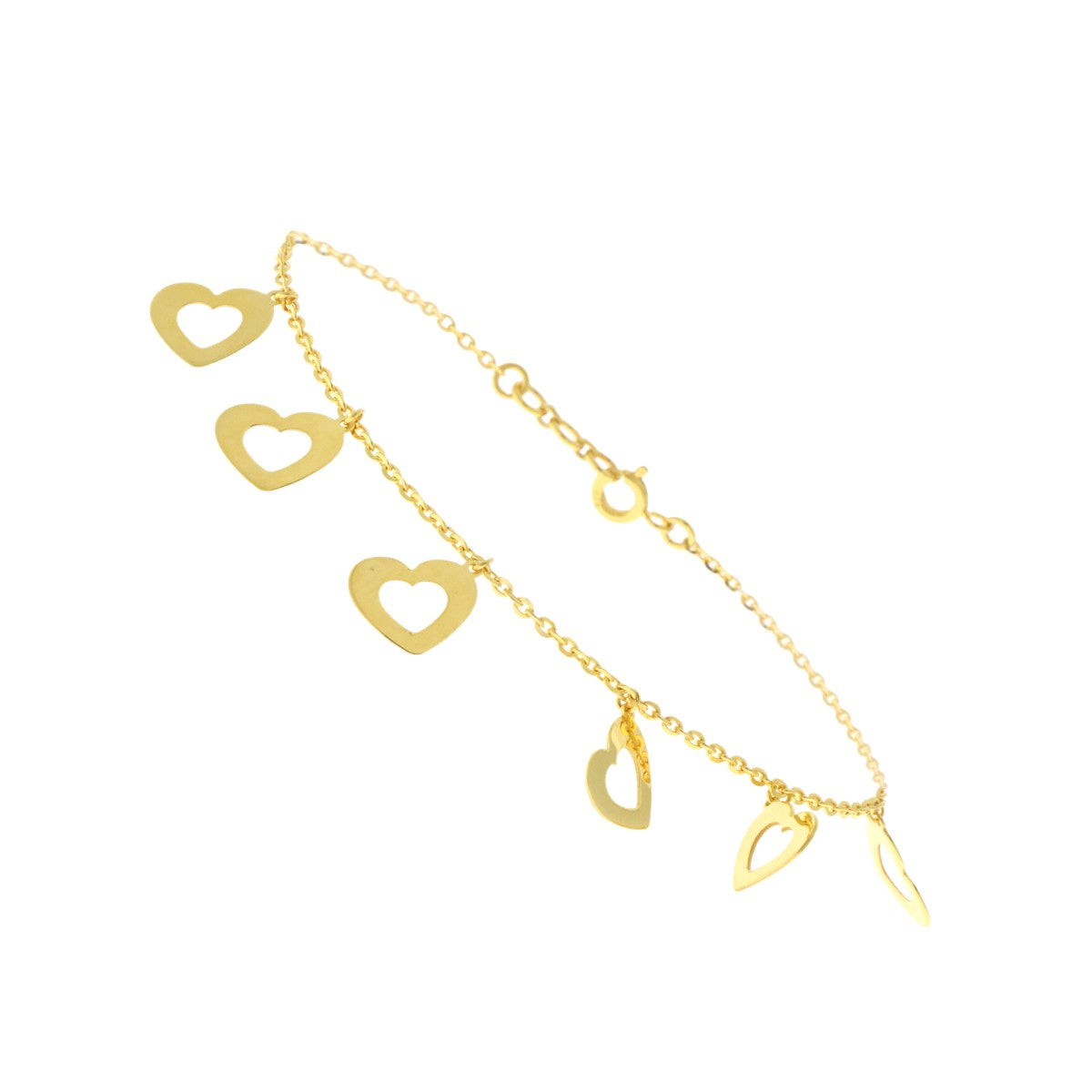 22ct Gold Dangling Hearts Bracelet - A122397