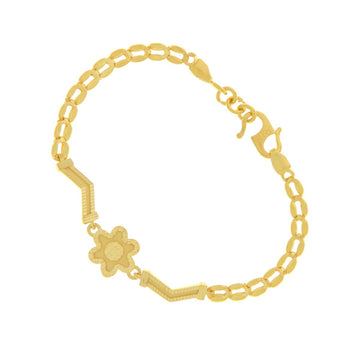 22ct Gold Floral Motif Link Kids Bracelet - A122405