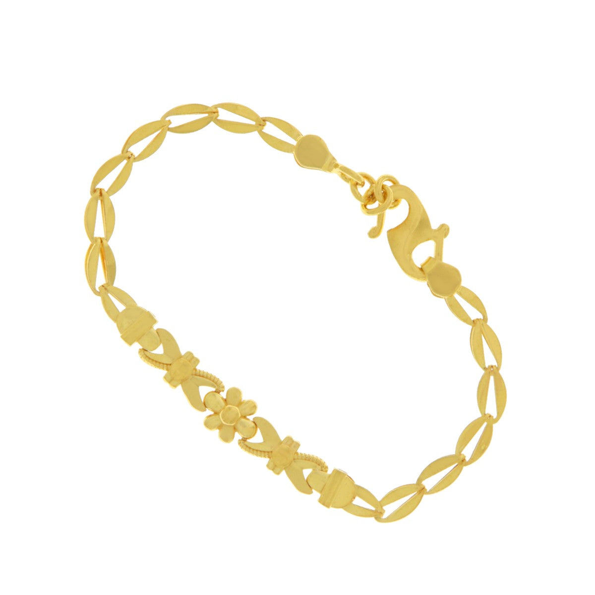 22ct Gold Floral Centre Link Kids Bracelet - A122406