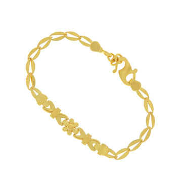 22ct Gold Floral Centre Link Kids Bracelet - A122406