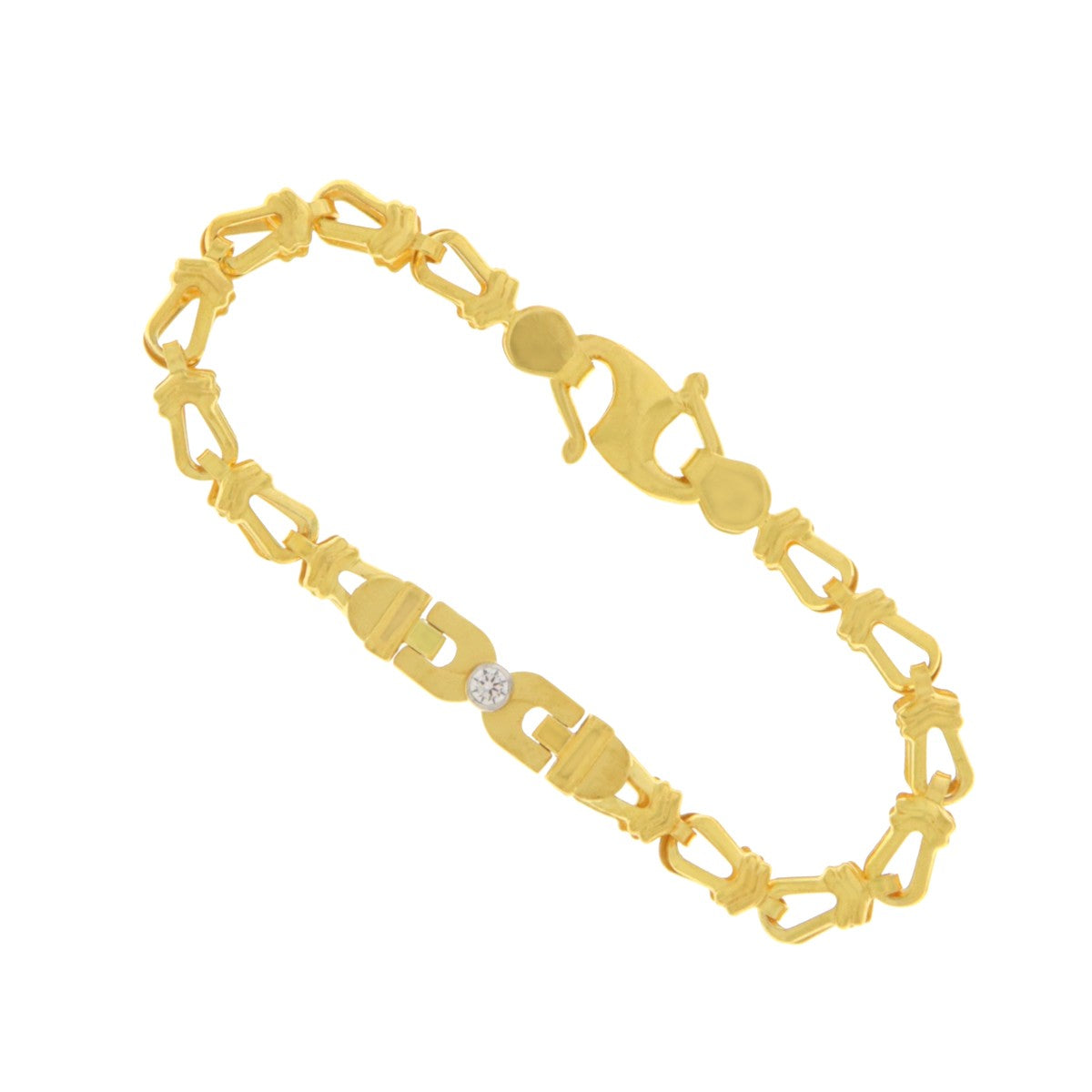 22ct Gold Geometric Link Kids Bracelet with CZ - A122407