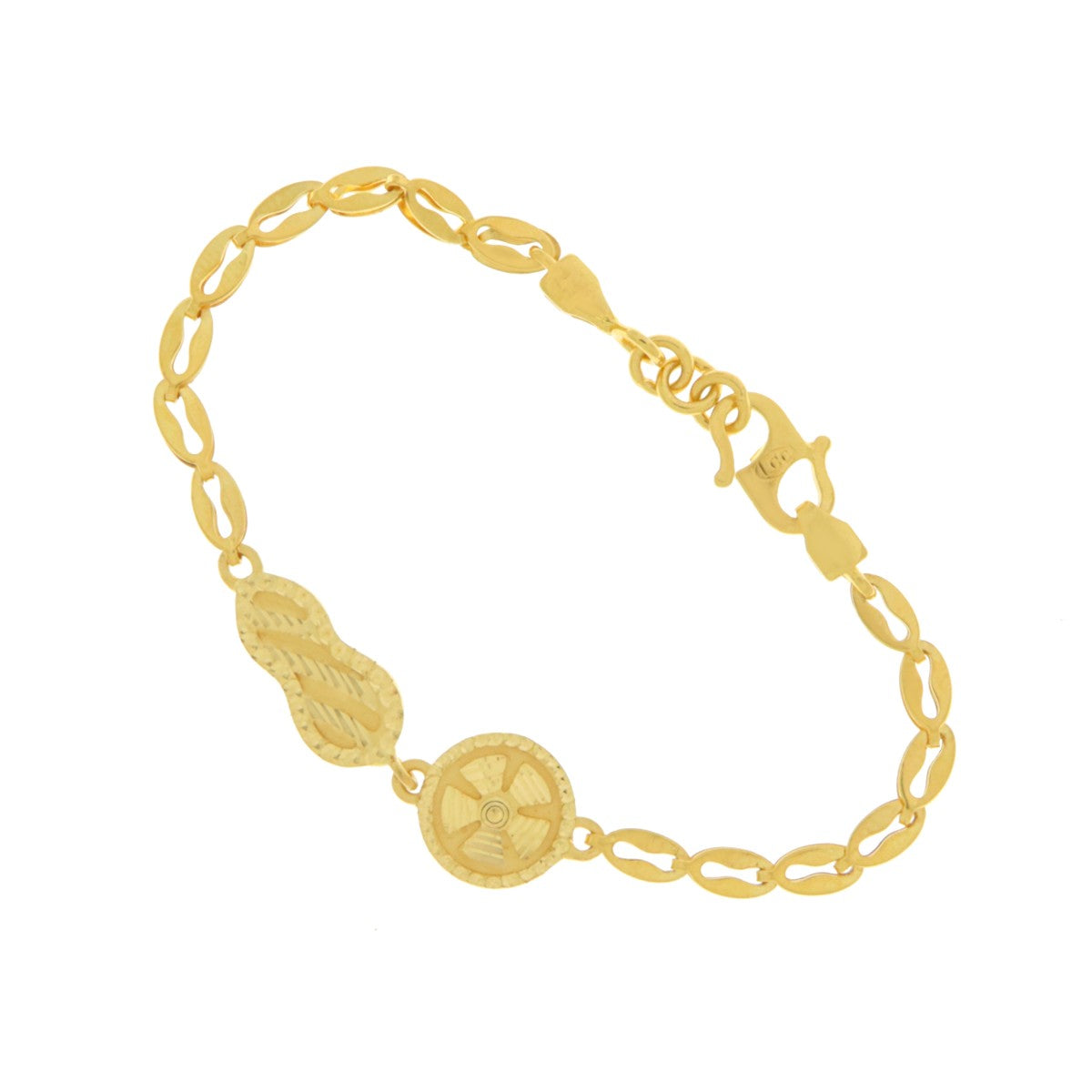 22ct Gold Textured Motif Kids Bracelet - A122408