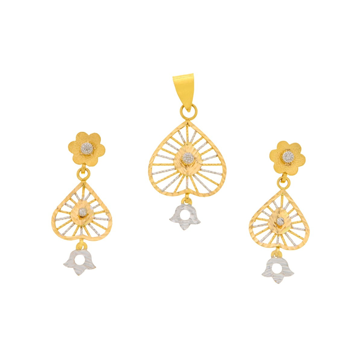 22ct Gold Heart Motif Pendant Set - A122440