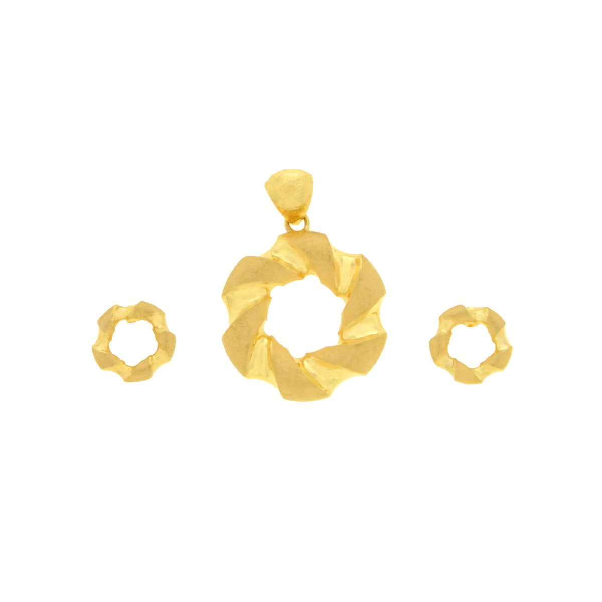 22ct Gold Geometric Circle Pendant Set - A122441