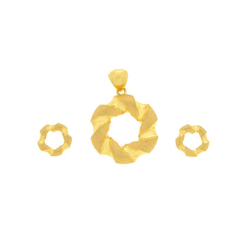 22ct Gold Geometric Circle Pendant Set - A122441