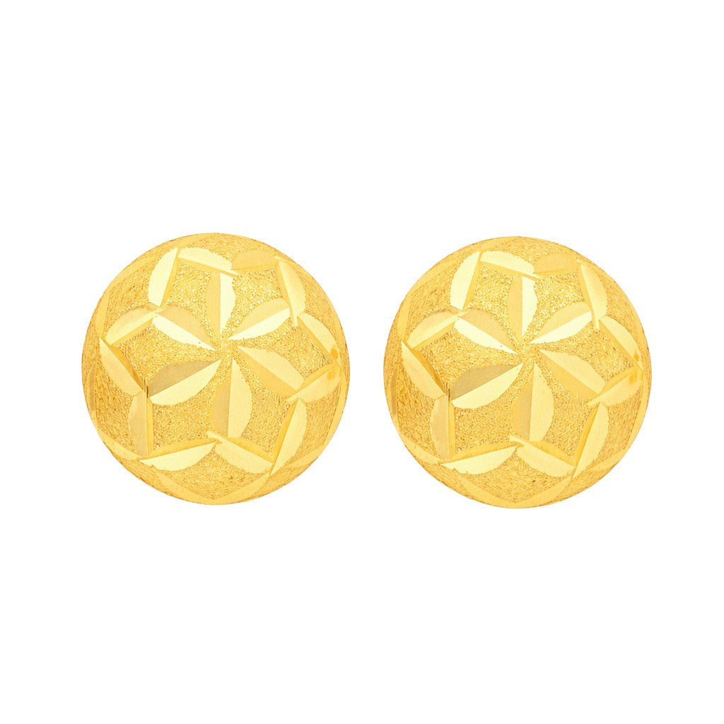 22ct Gold Patterned Stud Earrings - A122630