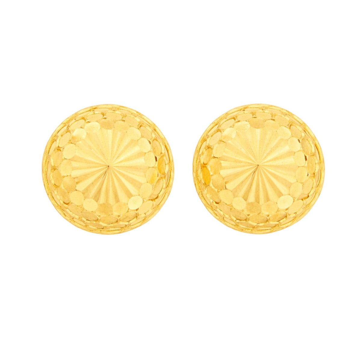 22ct Gold Textured Dome Stud Earrings - A122631