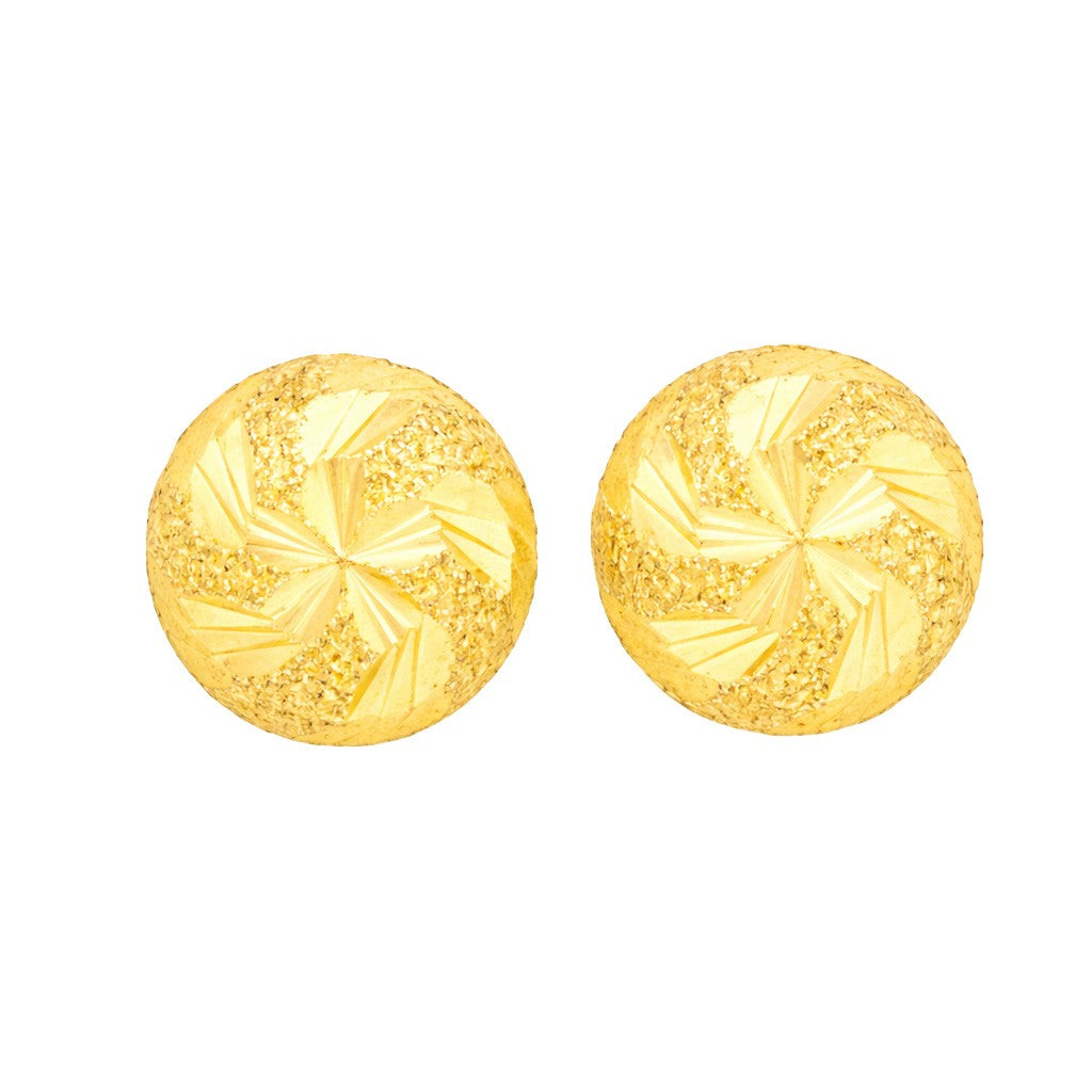 22ct Gold Engraved Stud Earrings - A122632
