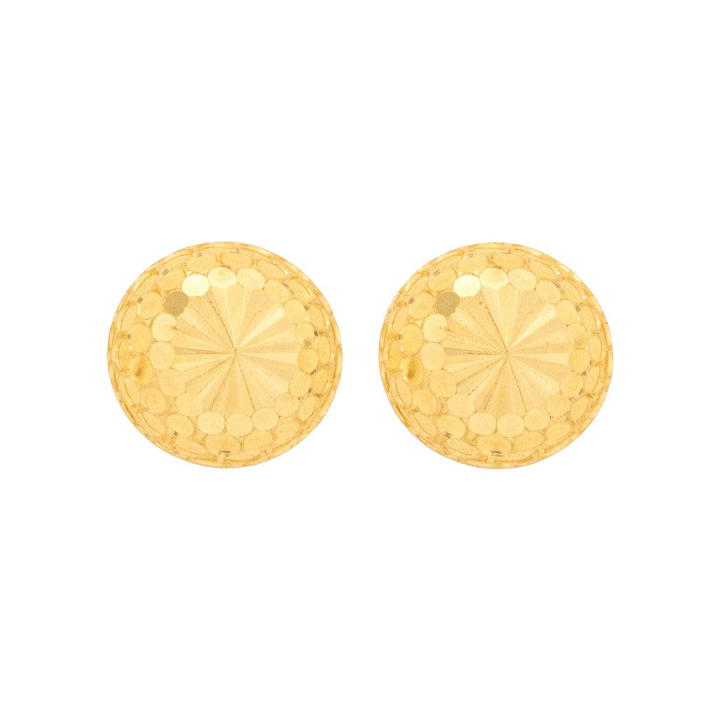 22ct Gold Textured Dome Stud Earrings - A122637