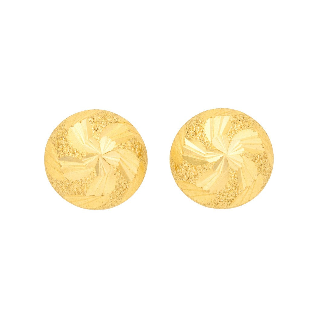 22ct Gold Engraved Pattern Stud Earrings - A122638