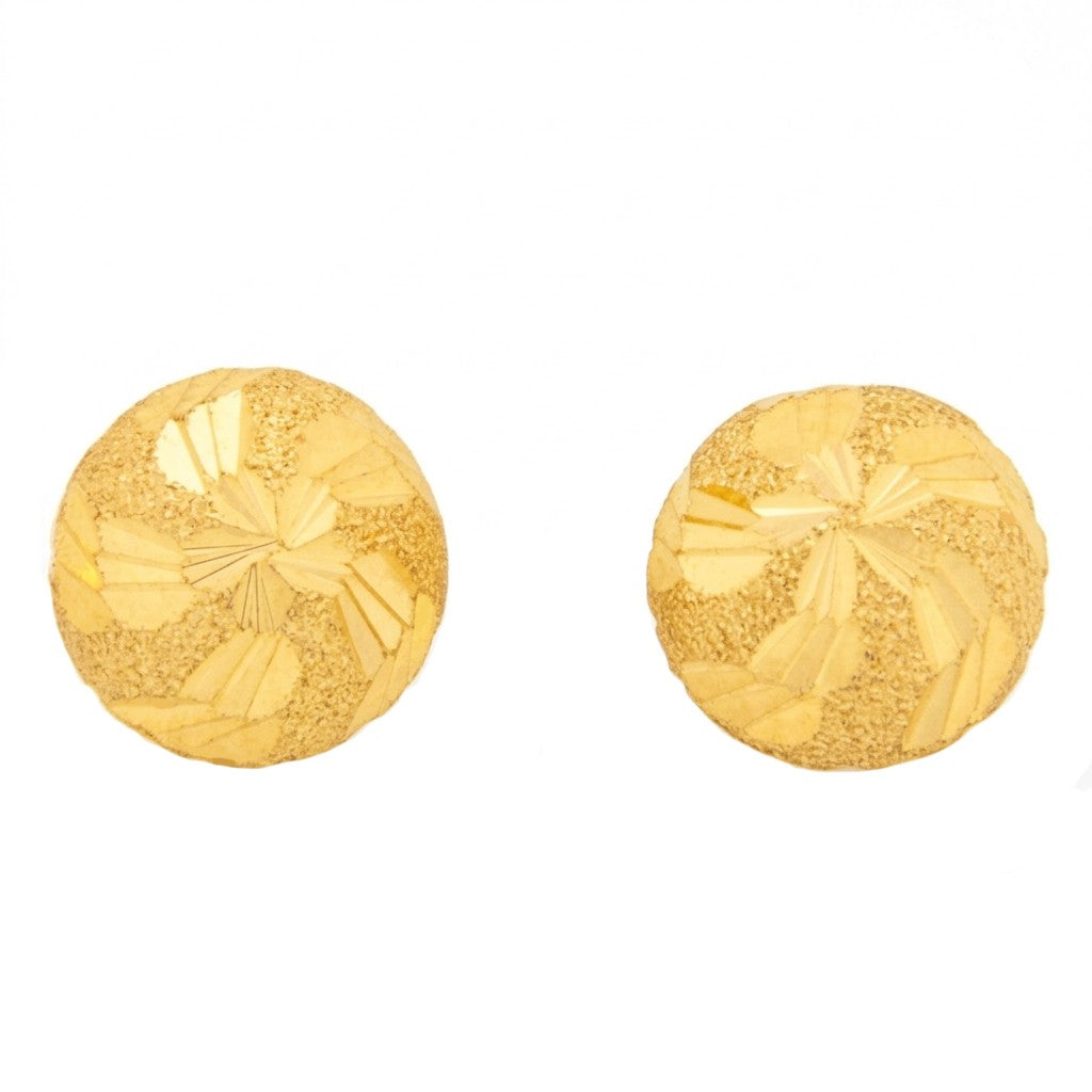 22ct Gold Faceted Dome Stud Earrings - A122642
