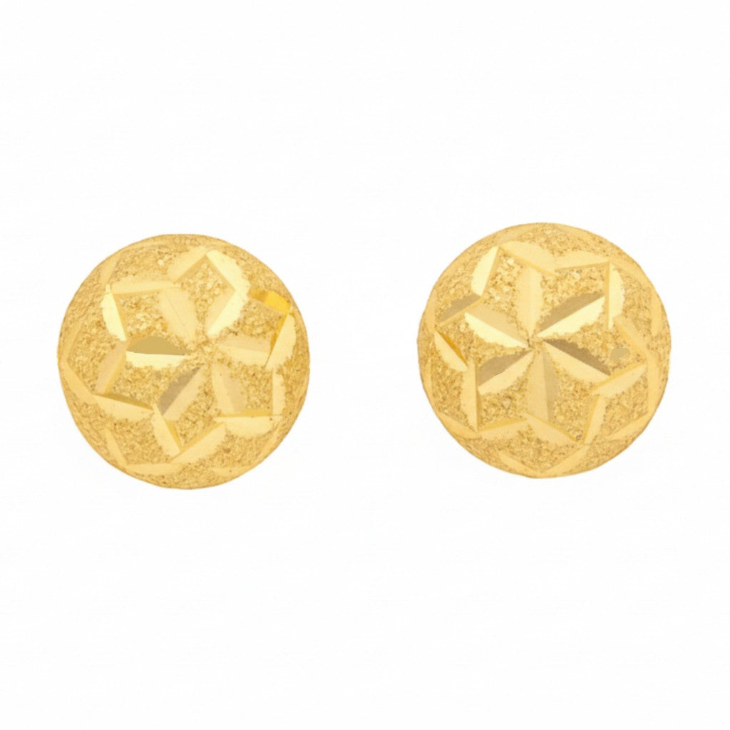 22ct Gold Starburst Textured Stud Earrings - A122643
