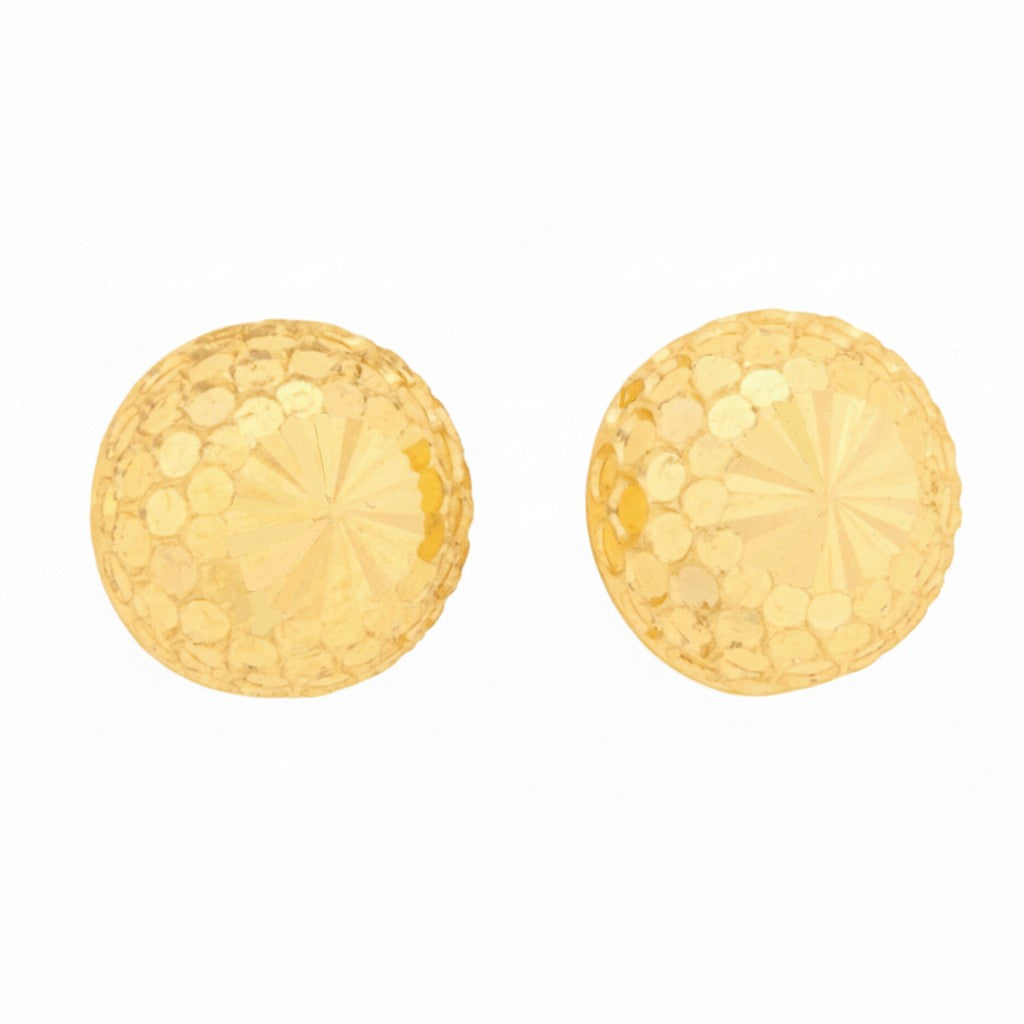 22ct Gold Honeycomb Dome Stud Earrings - A122644