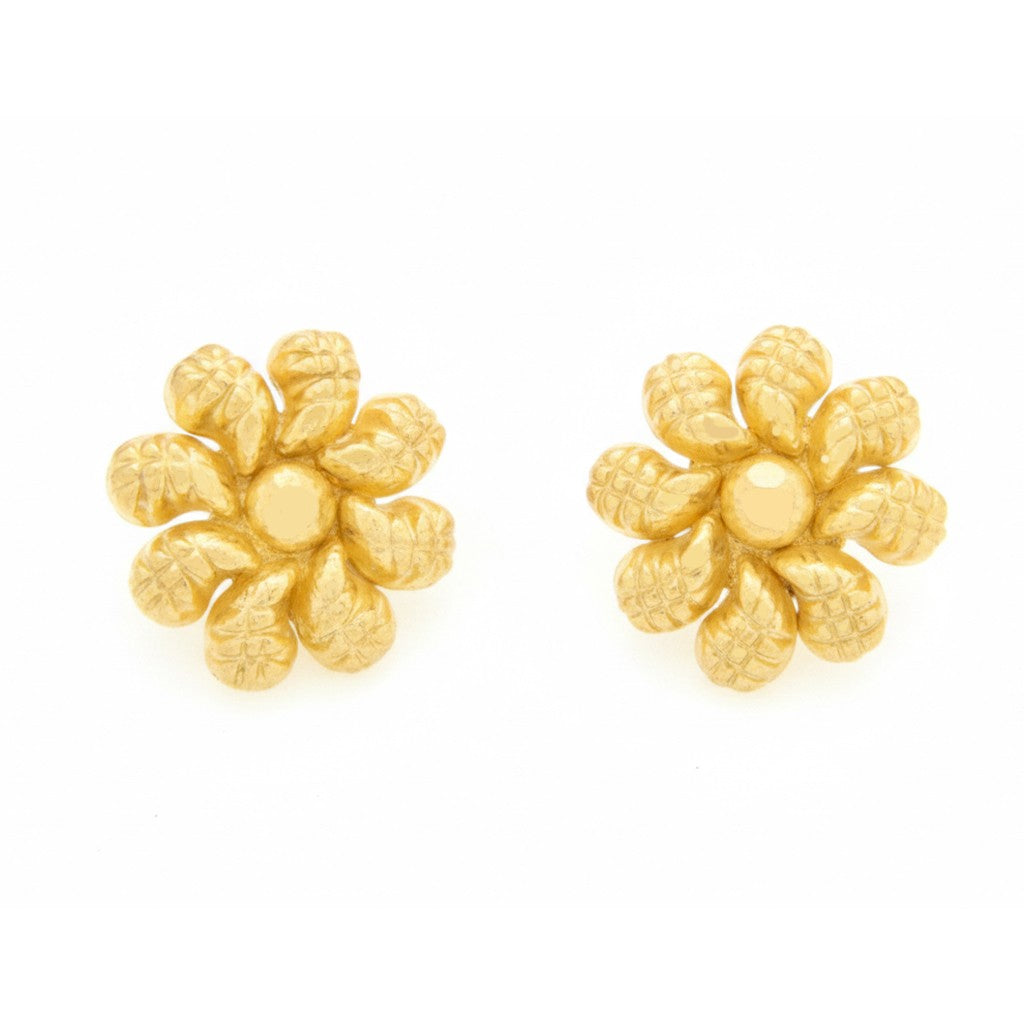 22ct Gold Floral Cluster Stud Earrings - A122652
