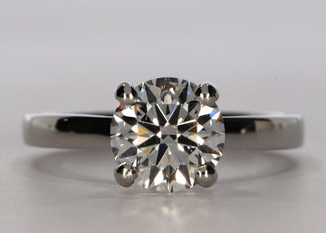 1477 Classic ring in Platinum set with a Round 1.31ct E - Extremely White VVS2 - Lab - grown Diamond. The diamond sits proudly on a flat band with a band width of approximately 2mm - Prestige Stones