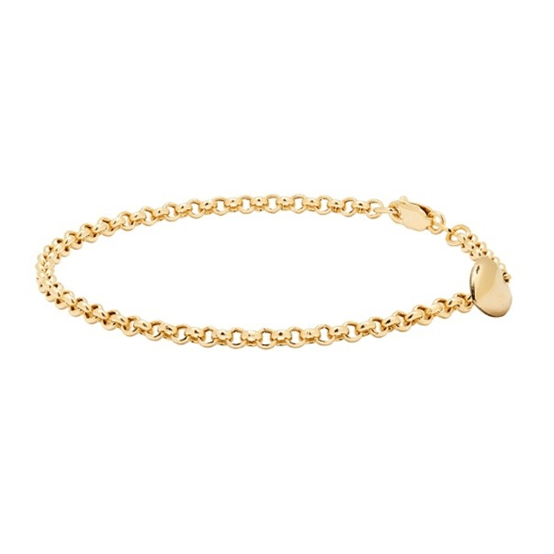 14ct yellow gold ladies belcher bracelet, polished finish, lightweight 2.4g, classic chain style, comfortable daily wear