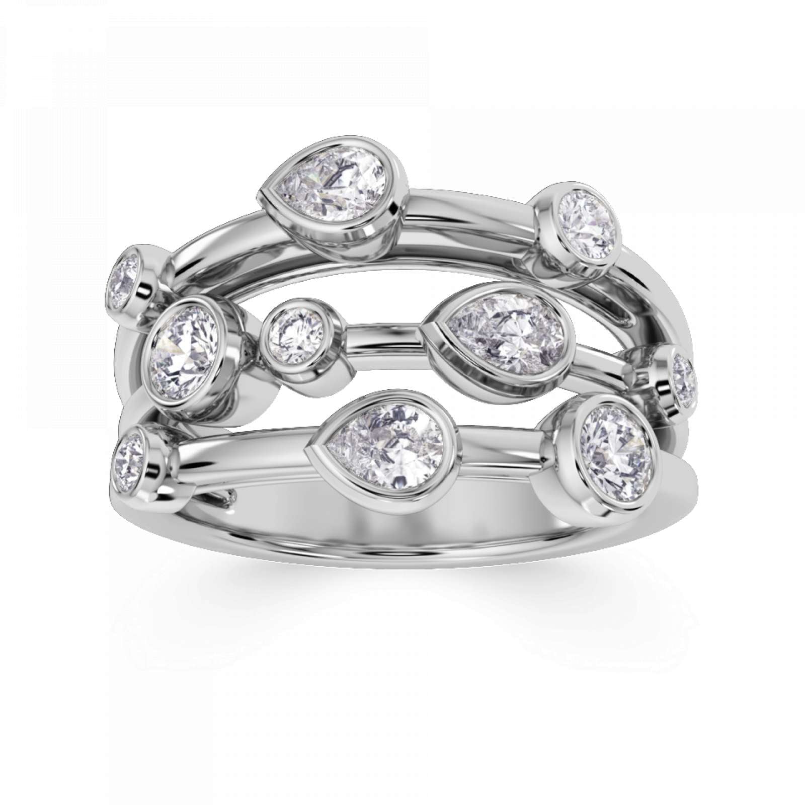 18ct gold ladies’ ring set with 0.96ct diamonds in a rubover setting, polished finish, custom-made