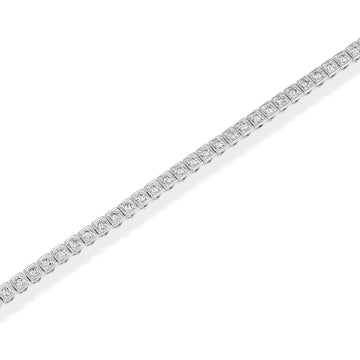 18ct gold line bracelet featuring natural diamonds in claw setting with box clasp, available in white or yellow gold