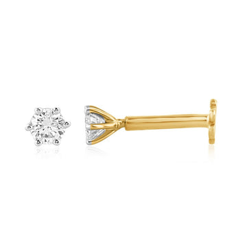 18ct Yellow Gold Six Claw 0.04ct Diamond Nose Pin - A118548 - Prestige Stones