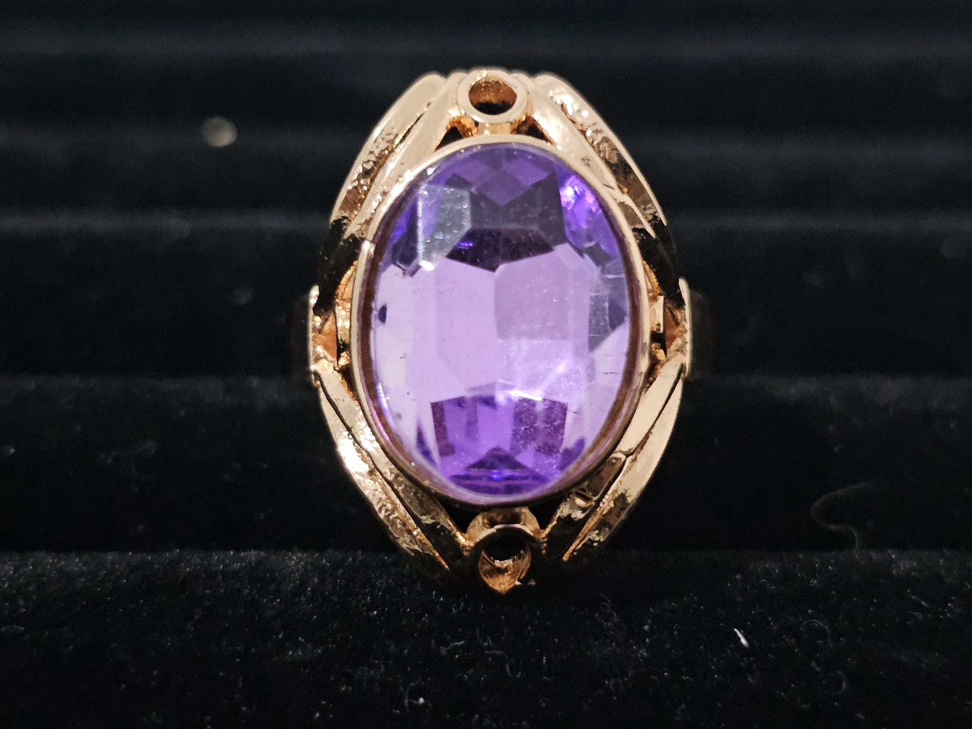 18K Gold Plated Look Purple Crystal Engagement / Wedding Ring - Prestige Stones
