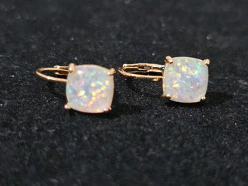 18K gold-plated earrings with iridescent opal stones, lightweight,secure fit, perfect for gifting or special occasions