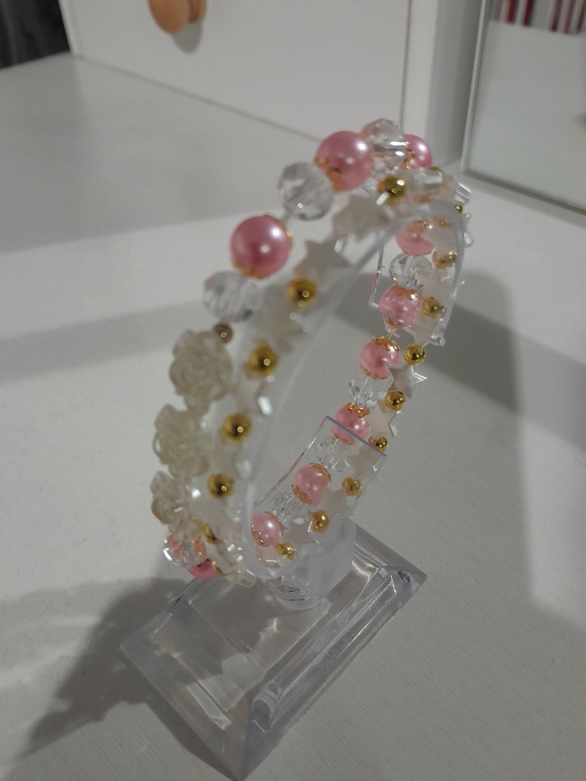 2 - Piece Pink Pearl & Rose Bead Bracelet Set - Prestige Stones