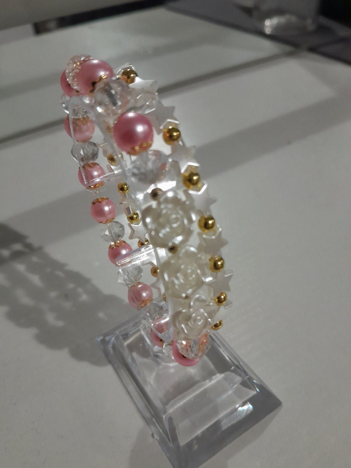 2 - Piece Pink Pearl & Rose Bead Bracelet Set - Prestige Stones