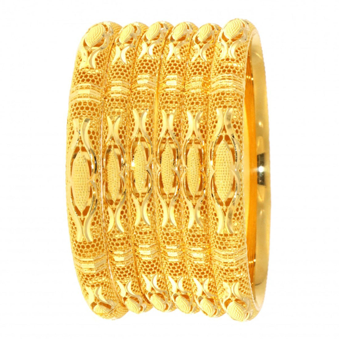22ct Gold 4 Bangles & 2 Karas Set - - Prestige Stones
