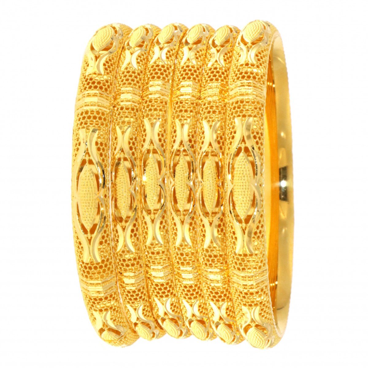 22ct Gold 4 Bangles & 2 Karas Set - A115717 - Prestige Stones