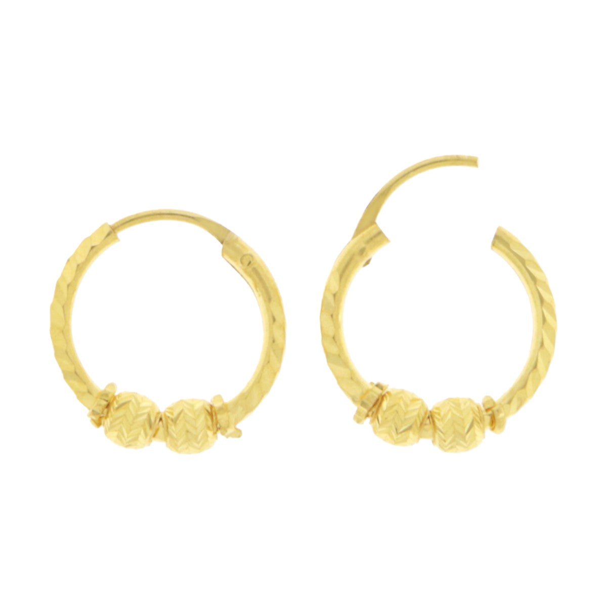 22ct Gold Beaded Huggie Hoop Earrings - A121932 - Prestige Stones