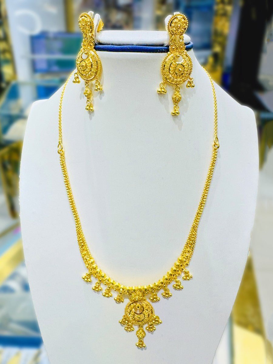 22ct Gold Filigree Necklace Set - A120512 - Prestige Stones