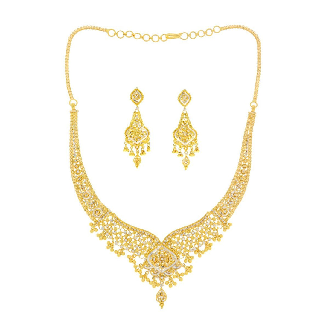 22ct Gold Filigree Necklace Set - A120517 - Prestige Stones