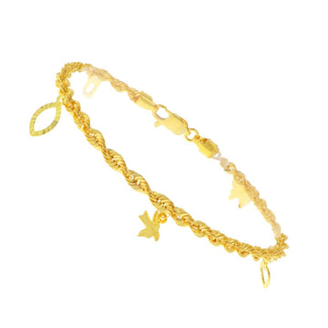 22ct Gold Hollow Rope Charm Bracelet - A122197 - Prestige Stones