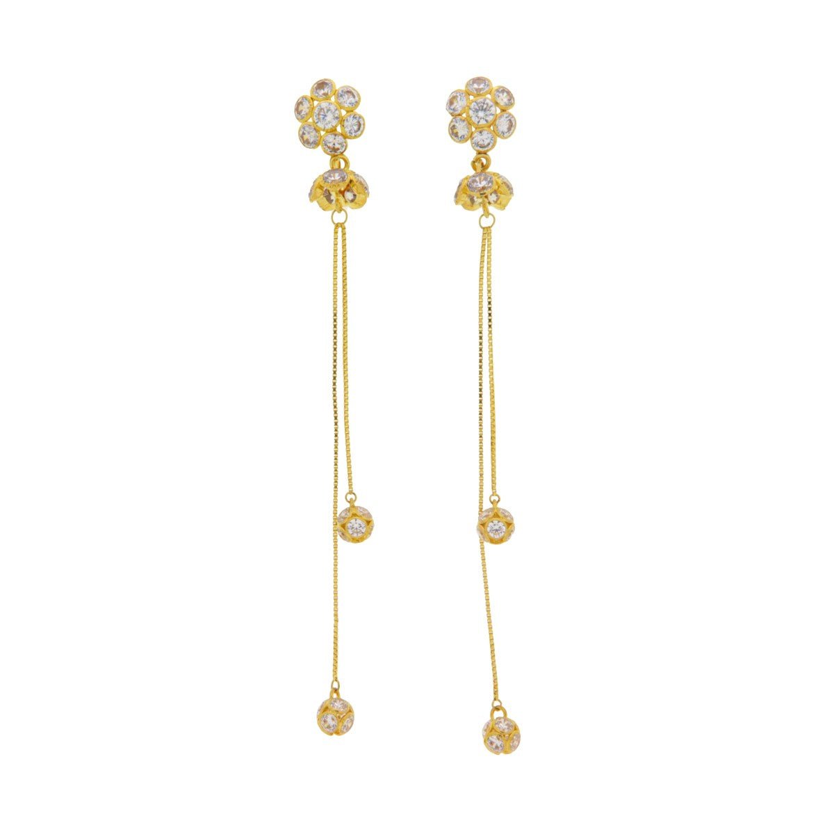 22ct Gold Long Drop Earrings - A121329 - Prestige Stones
