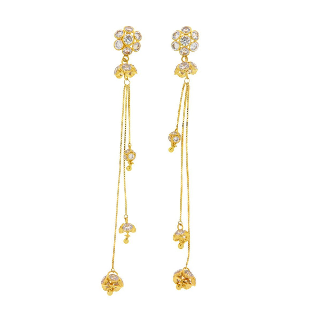 22ct Gold Long Drop Earrings - A121330 - Prestige Stones