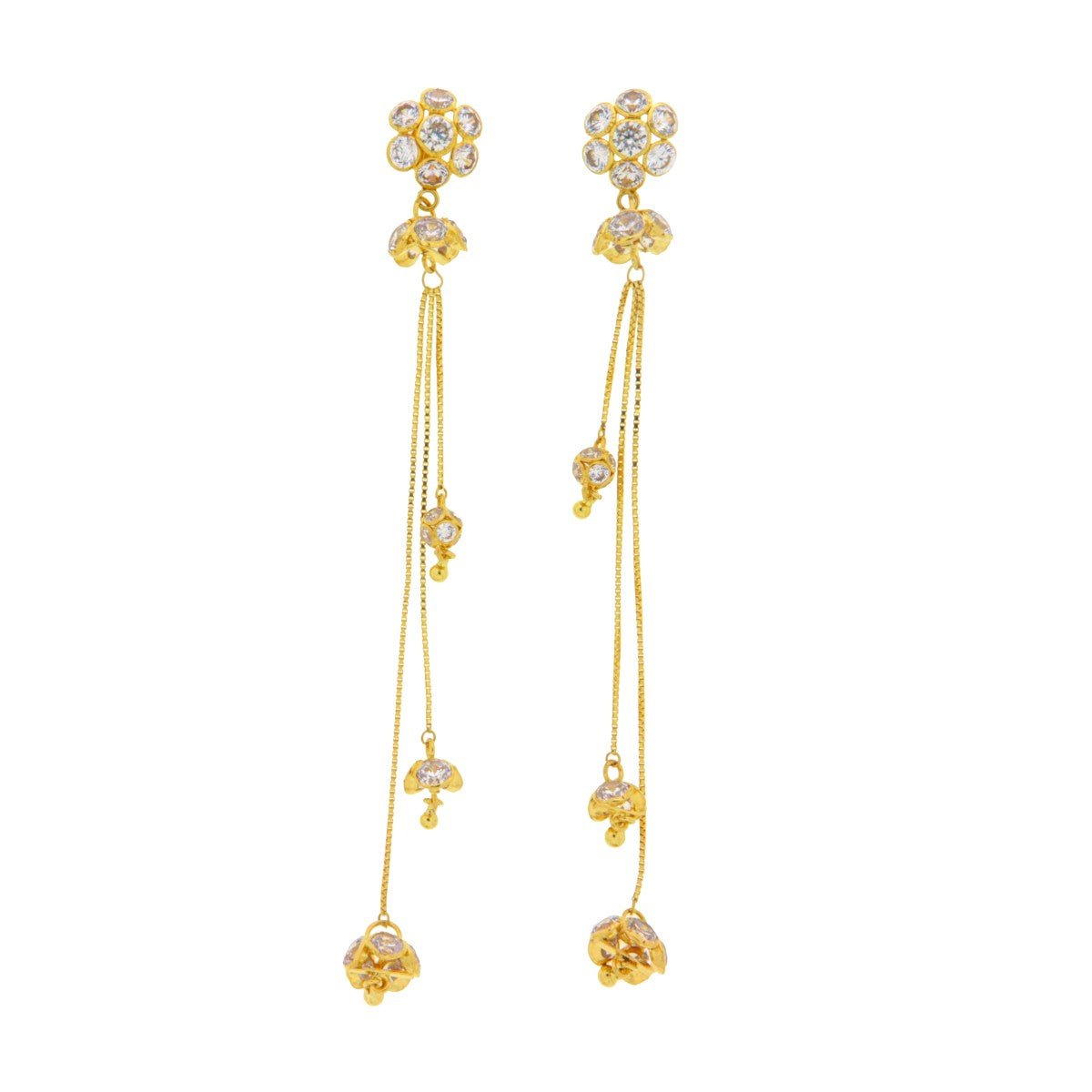 22ct Gold Long Drop Earrings - A121330 - Prestige Stones