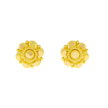 22ct Gold Rope Detail Floral Stud Earrings - A122000 - Prestige Stones